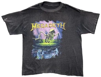 Vintage 1989 Megadeth Contaminated Tour Metal Band T-Shirt Size XL Faded Black • $149.99