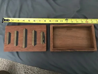 Vintage Wood & Brass Inlaid Jewelry Trinket Box • $8