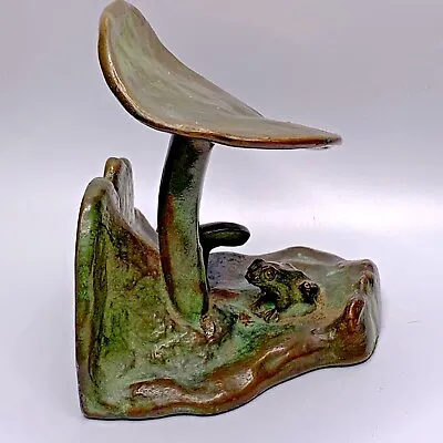 Antique Bronze McClelland Barclay Frog Mushroom Single Bookend Sculpture Signed • $315