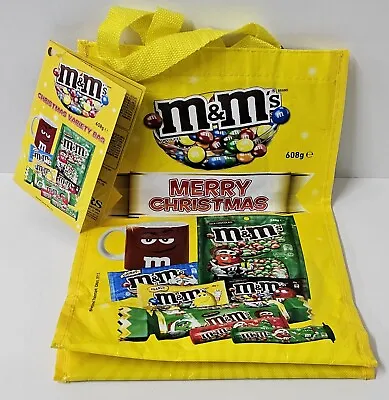 M&M's Christmas Variety Bag Yellow Tote With Tags XMAS **EMPTY** Tracked Postage • $33.96