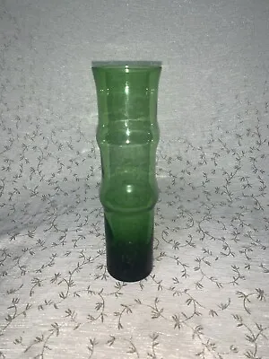 Vintage Emerald To Dark Green Glass Bamboo Bud 7  By 2  Vase • $8.99