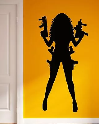 Wall Sticker Vinyl Decal Sexy Girl Teen With Gun Gangster Ghetto Decor (z1042) • $29.99