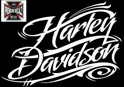 2x 200mm Wide PREMIUM GLOSS WHITE Harley Davidson Die Cut Tank Decals F100 Chev • $58
