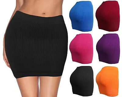 Womens Mini Stretch Mesh Look Solid Basic Bodycon Skirt • $11.95