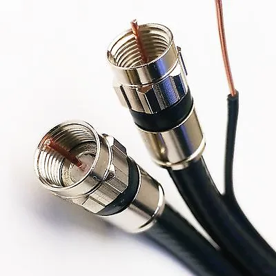 Siamese Dual Coaxial Rg-6 Cable W/ Ground Messenger 3ghz Ul Etl Ppc F-connectors • $27