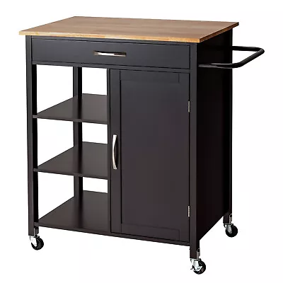 Mobile Kitchen Island Cart Serving Utility Trolley Drawer Shelf Towel Rack Brown • $129.99