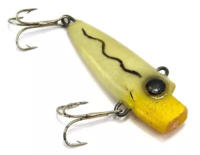 Wiggle Diver Style Vintage 2-3/4  Plastic Fishing Lure White/Yellow/Black Read • $17.97