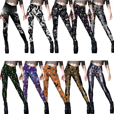 Halloween Alien Magic Witch Wednesday The Hand Leggings Women Yoga Fitness Pants • $9.95