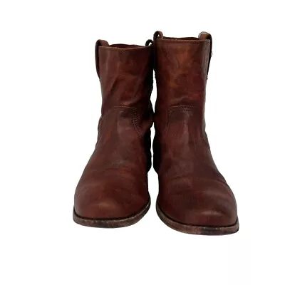 Frye Anna Short Tie Women's 9M Boots Brown Ankle Bootie Western Leather • $35.97