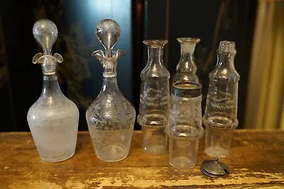 Vintage Lot Apothecary Bottles Ghosted Haunted Calcified Whiskey Decanter • $89.96