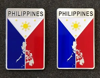 $12 • Buy Philippine Flag Car Emblem Metal Sticker Decal Aluminum Alloy 3.15 X2.0 (2 Pcs) 