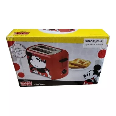 Disney Mickey Mouse 2 Slice Toaster Character Imprint Red NIB • $28.99