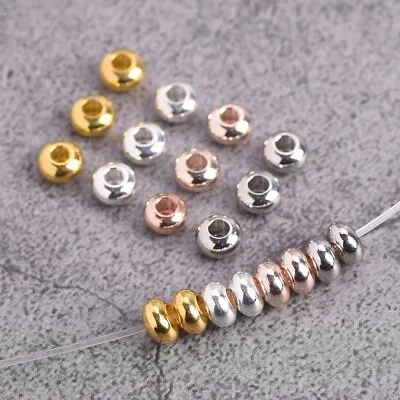 50pcs Rondelle 5mm 6mm Gold/Silver/Rose Gold Brass Metal Loose Spacer Beads • $3.75