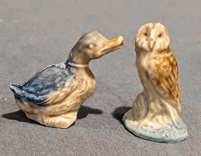 Wade Whimsies Lot Of 2 Birds Owl & Duck Red Rose Tea Figurines England • $5