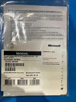 Lenovo IGF Server 84978HD WIN SVR 2008 R2 Sp1 64Bit ROK 1CPU • $175
