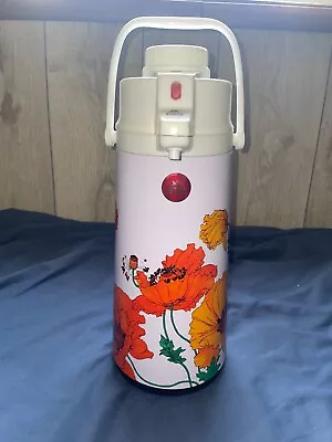 Vintage Superior Coffee POT AirPot Pump Dispenser Floral Design Hot Cold • $30