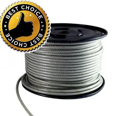£2.18 • Buy Extra Strong Galvanised Steel Clear PVC Plastic Coated Wire Rope 3/4mm Or 5/7mm