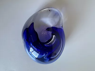 Karg Blue Heart Glass Paperweight Signed • $0.99