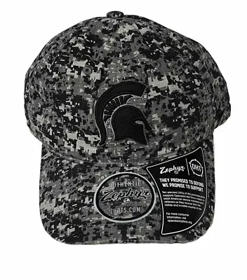 NEW Michigan State Spartans Zephyr OHT Grey Black Camo Baseball Cap Hat OS • $24.99