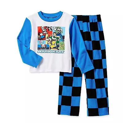 Super Mario Kart Boy's Luigi Bowser Toad Character Fleece Pajama Set • $29.99