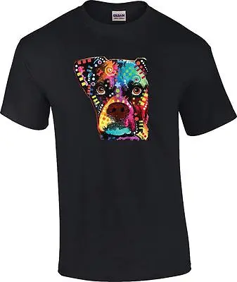 $13.94 • Buy Dean Russo Boxer Cubism Neon Fluorescent Blacklight Patchwork Dog T-Shirt