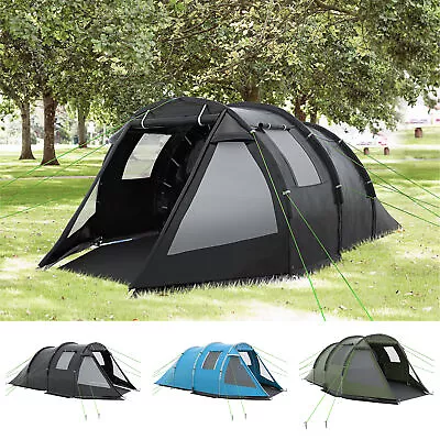 Camping Tent With 2 Rooms For 3-4 Persons Portable Tunnel Tent W/ Window • £89.99