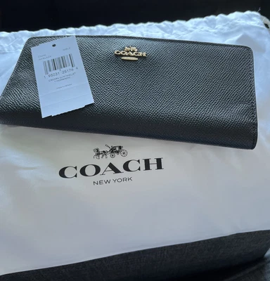 £55 • Buy Coach Black Leather Slim Wallet/ Purse With Gold Hardware