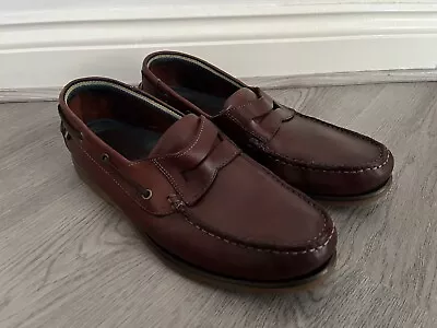 M&S Marks And Spencer’s Mens Brown Leather Slip On Deck Boat Shoes - Size UK 12 • £24.99