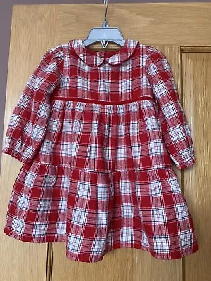 M&S Girls Red Tartan Dress 12-18months • £6