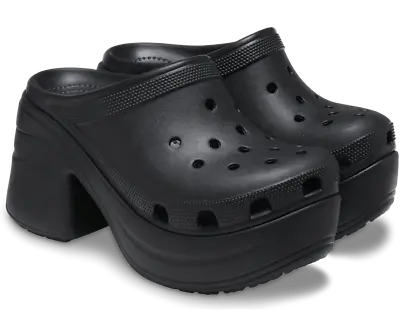 NEW! CROCS SIREN PLATFORM CLOGS Heeled Black High Heel Platform 208547 Sandals • $69.99