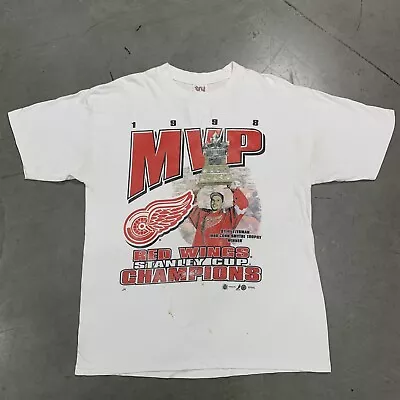 Vintage Red Wings 1998 Stanley Cup Champions NHL 90s Shirt STEVE YZERMAN MVP  • $49.99