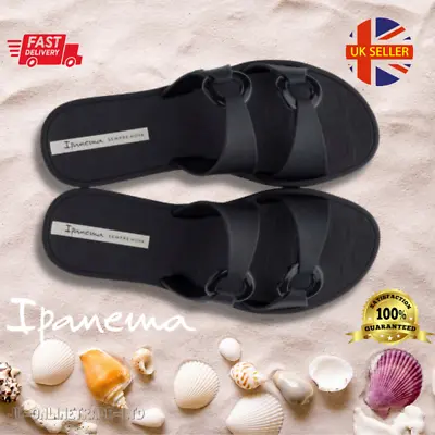 New Ladies Women Flip Flops Summer Pool Beach Sandals Toe Post Black Ipanema • £14.95