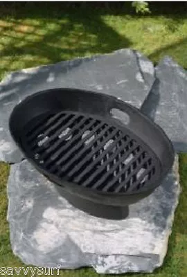 Cast Iron Fire Pit Fire Bowl Boat Fire Basket Camp Cooker Barbeque Firepit BBQ • £54.99