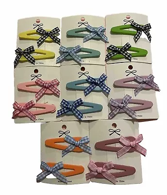 Plaid Bow Hair Clips- Available In Different Colours • £2