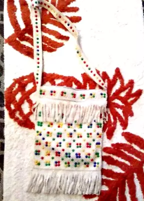 Vintage Colorful Candy Dot Beaded BOHO Hong Kong Purse Shoulder Bag With Zipper • $5