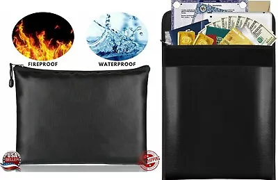 2000℉ Upgrade Fire Proof Money Bag Fireproof Document Pouch Waterproof Safe Cash • $10.97