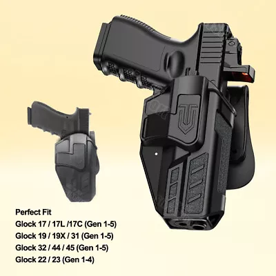 Tactical Holster Fit Glock 44 45 19 19X 17 31 32 Gen1-5 G22 23 Gen3-4 9mm Holder • $23.99