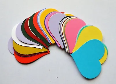 35 Asst Coloured Heart Shaped In Smooth Card Cut -Outs For Crafts 70 X 62mm NEW • £1.45