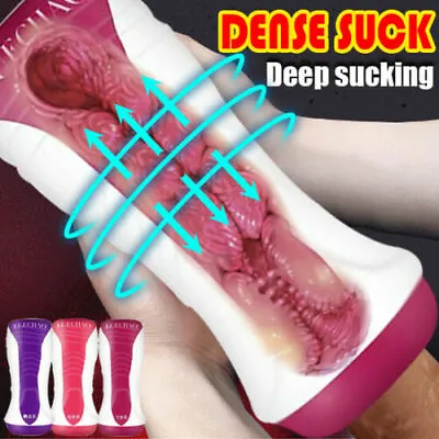 Male DEEP Sucking Masturbaters Pocket-Pussy Stroker Cup Sex Adult Toy For Men • $7.99