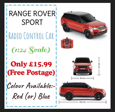 RANGE ROVER SPORT Remote Control Car (1:24) *CMJ RC Cars* {NEW} RED/BLUE -£15.99 • £15.99