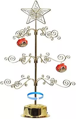 24 Inch Metal Ornament Display Tree Stand Rotating Holder Hanger Wire Hook Gold • $39.61