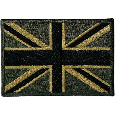 £2.79 • Buy Green UK Flag Patch Iron Sew On Union Jack United Kingdom Army Embroidered Badge
