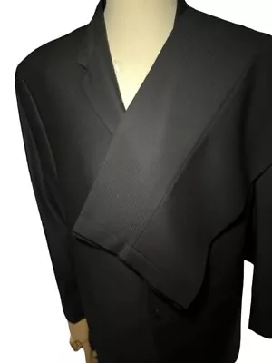 VTG Men's Black Pin Stripped 100% Wool 3 Button Suit • $39.99