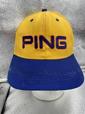 Vintage Ping Big Logo Golf Hat Leather Strap Back Baseball Cap Made In USA • $26.80