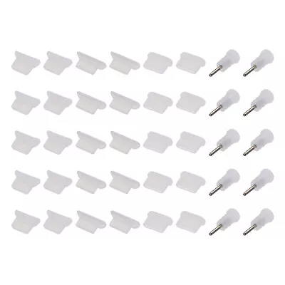 40pcs Phone Port Duct Cover Plugs Caps USB C/Micro USB/3.5mm Audio Jack White • $8.03