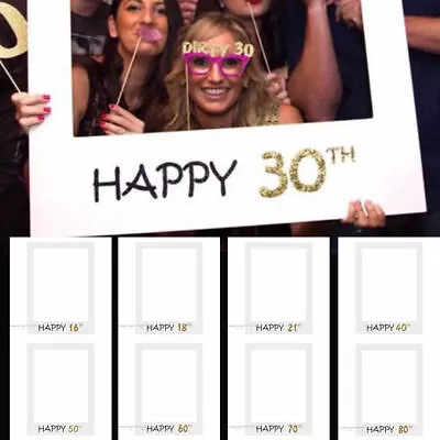 18/21/30/40/50/60thHappy Birthday Photo Frame Booth Props Selfie Party Decor UK • £3.69