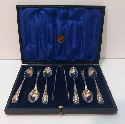 6 Antique Sheffield EPNS Silver Plated William Briggs C1900 Tea Spoon Sugar Tong • $31.32