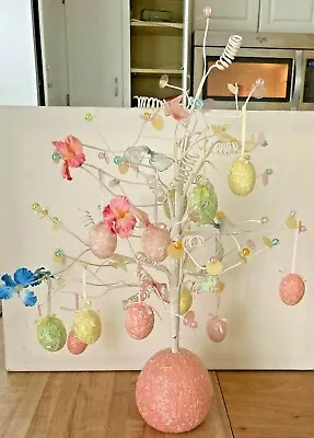 Vintage Beaded Easter Tree W/ 12 Ornaments 20” • $18