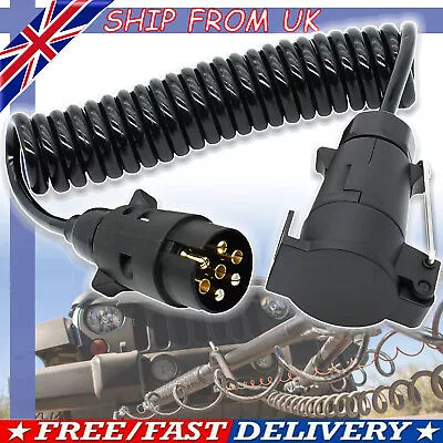 7 Pin 3M Caravan Towing Trailer Light Board Extension Cable Lead Plug Socket ❤ • £11.29