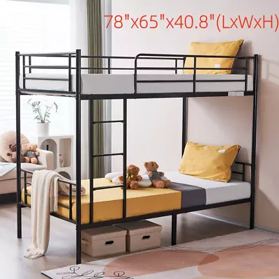 Twin Over Twin Steel Bunk Beds Frame Ladder Bedroom Dorm Room For Kids Adult Chi • $179.99